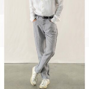 Alex Crane Linen Cham Pants pinstripe